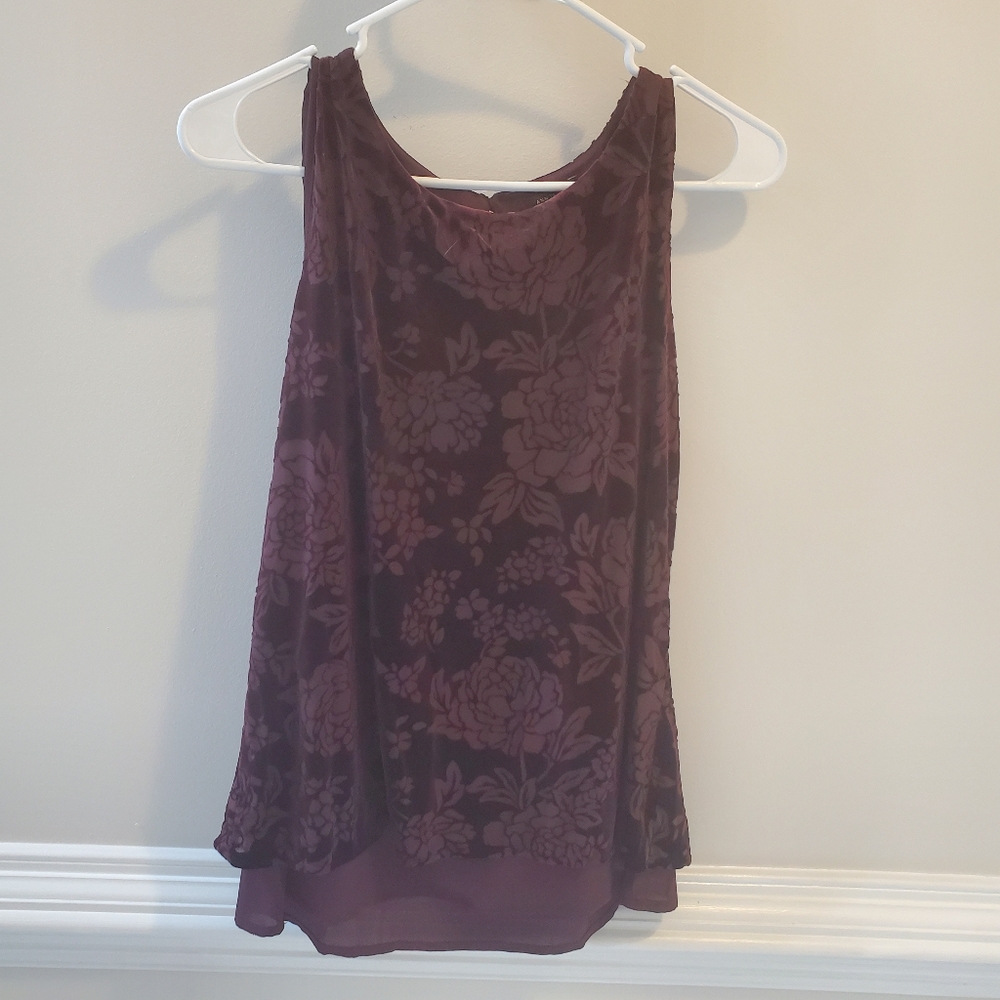 Ann Taylor Factory Velvet Floral Plum Tank Top Size XS